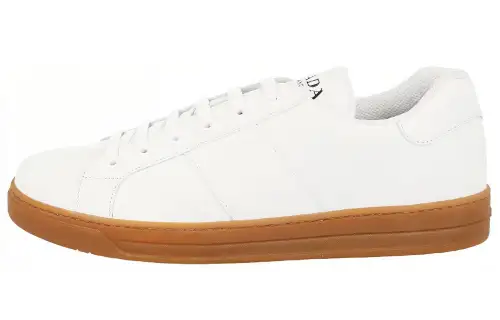 PRADA Low top Stylish Skateboarding Shoes Men's White Ginger Yellow