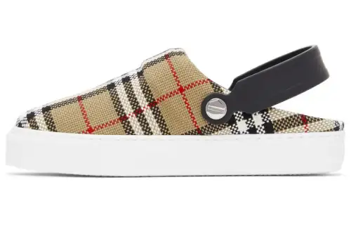 Burberry Rangleton Slingback Loafers Beige Check Women's