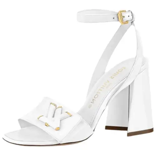 LOUIS VUITTON Shake Leather One Strap Sandals Women's White
