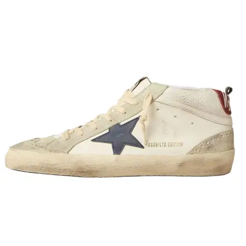 Golden Goose Mid Star Cow Leather Mid top Skateboard Shoes Men's Gray White