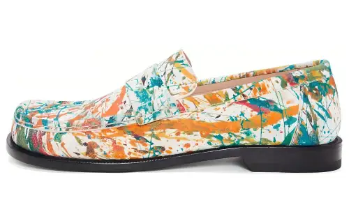 LOEWE Campo Cow Leather Loafers Men's White Green