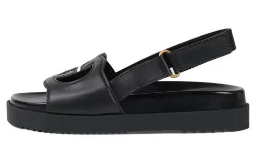 GUCCI Interlocking G Sandals Black Leather
