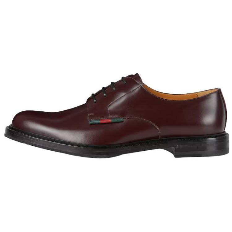 GUCCI Web Leather Dress Shoes Men's Burgundy