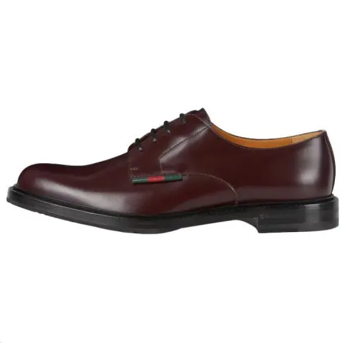 GUCCI Web Leather Dress Shoes Men's Burgundy