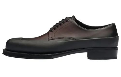 PRADA Leather Casual Shoes Men's Brown