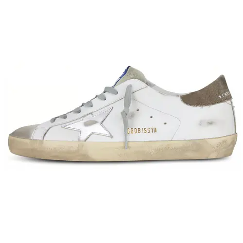 Golden Goose Super Star Casual Low top Stylish Skateboarding Shoes Men's White Brown Distressed