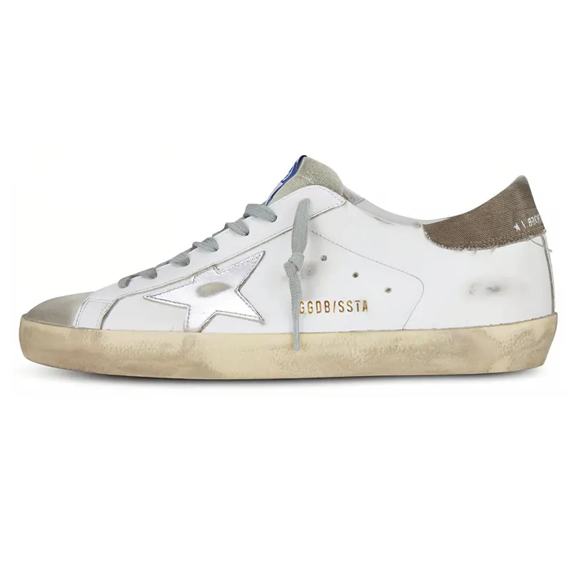 Golden Goose Super Star Casual Low top Stylish Skateboarding Shoes Men's White Brown Distressed