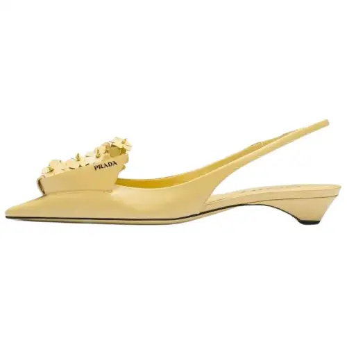 PRADA Floral-appliqué 25mm Slingback Pumps