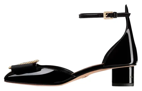 DIOR Idylle Patent Leather Chunky Heel Medium Heel Casual Shoes Women's Black