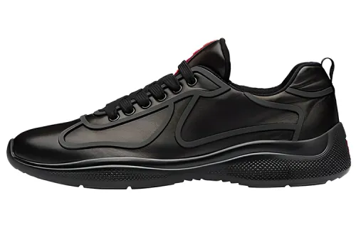 PRADA America's Cup Leather Low top Sports Casual Shoes Men's Black