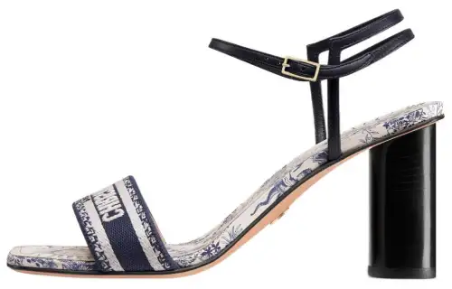 DIOR Dway Leather One Strap Sandals 8cm Women's White Blue