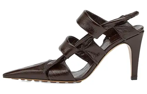Bottega Veneta Point Leather Slim Heel High Heels 9cm Women's Brown