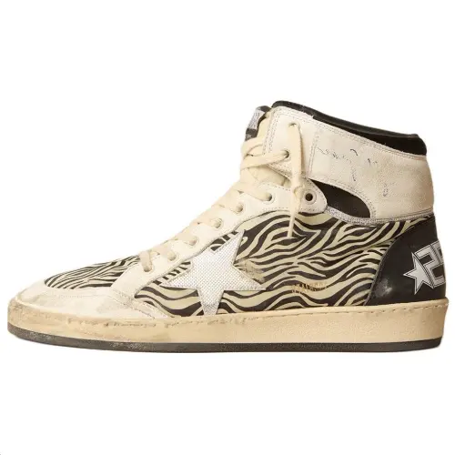 Golden Goose Sky Star Cow Leather High top Skateboard Shoes Men's White