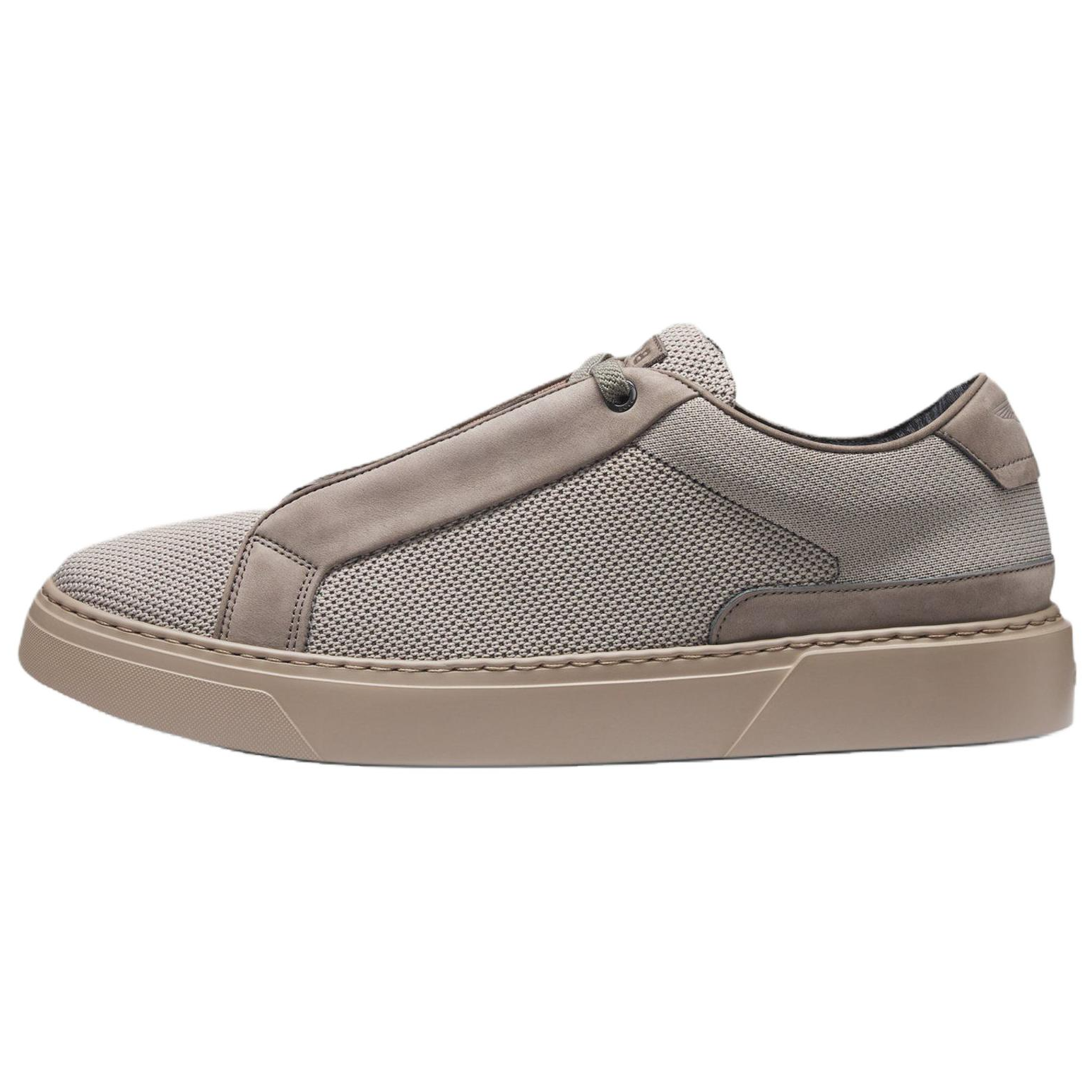 HUGO BOSS X Aston Martin Aston Martin joint model Gary leather calfskin round toe lace-up low-top sneakers men's light gray