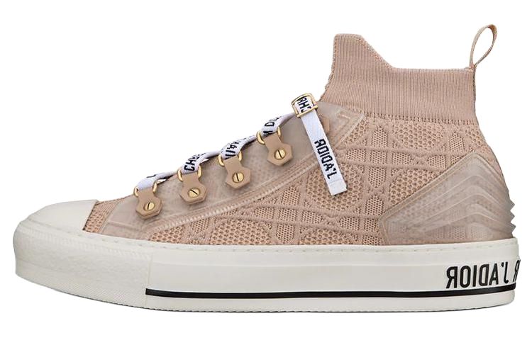 DIOR Walk'n'Dior Platform Shoes Fabric High top High top Stylish Skateboarding Shoes Women's Light Nude Pink