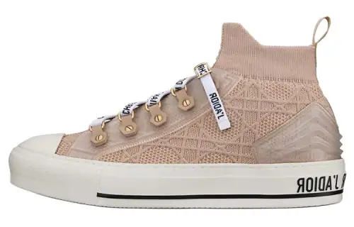 DIOR Walk'n'Dior Platform Shoes Fabric High top High top Stylish Skateboarding Shoes Women's Light Nude Pink