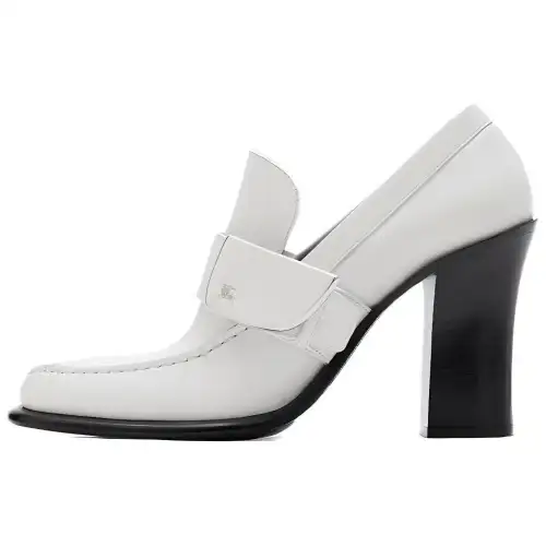 Burberry Leather Chunky Heel High Heels 9cm Women's White