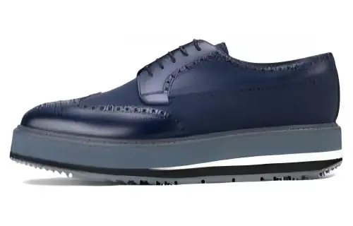 PRADA Leather Casual Shoes Men's Sea Blue