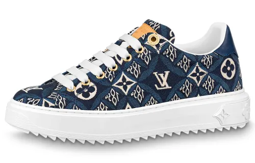LOUIS VUITTON Time Out Fabric Stylish Skateboarding Shoes Women's Blue