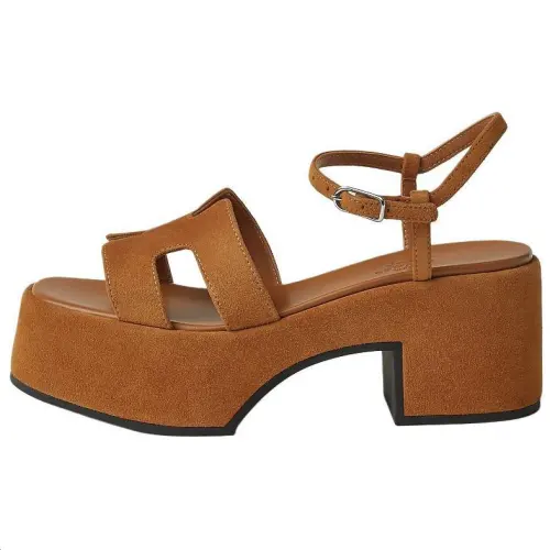 HERMES Jam One Strap Sandals 7.5cm Women's Brown