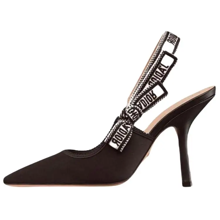 DIOR J'Adior Leather Pointed Toe Slim Heel High Heels Women's Black