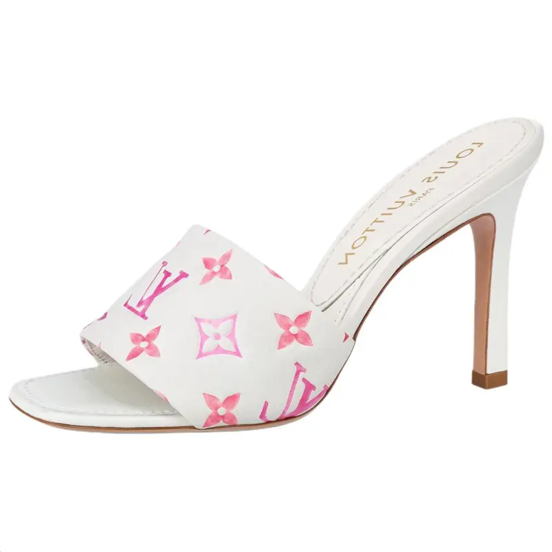 LOUIS VUITTON Revival Leather Slim Heel High Heels Women's White