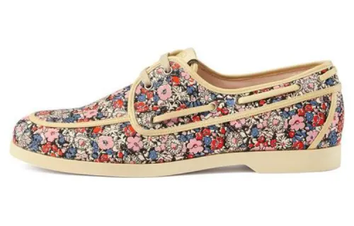GUCCI Liberty Boat Shoes Men's Beige Red Blue