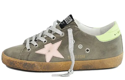 Golden Goose Super Star Canvas Skateboard Shoes Women's Olive Green