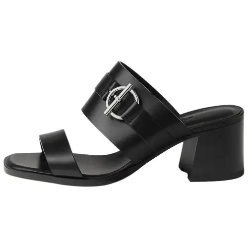HERMES Slide Slippers 6cm Women's Black