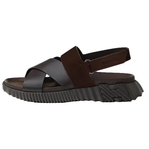HERMES Electric One Strap Sandals Men's Dark Red