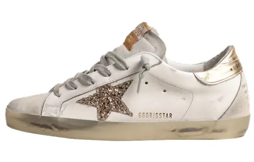 Golden Goose Super Star Glitter Low top Skateboard Shoes Women's White Gold