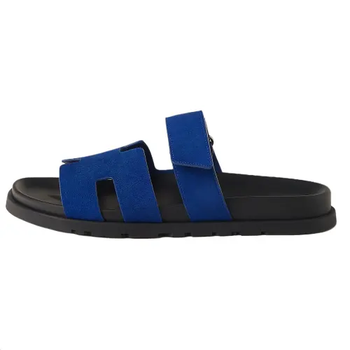 HERMES Chypre Slide Slippers Men's Dark Blue