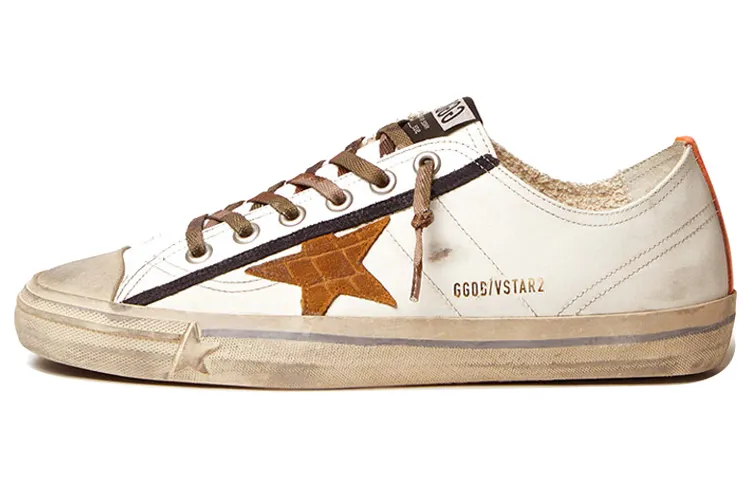 Golden Goose V Star Cow Leather Stylish Skateboarding Shoes Men's White