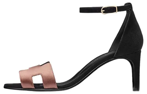 HERMES Premiere 70 Leather One Strap Sandals Women's Black Pink