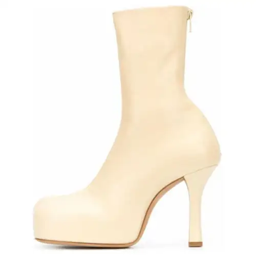 Bottega Veneta Leather Ankle Boots Women's Beige