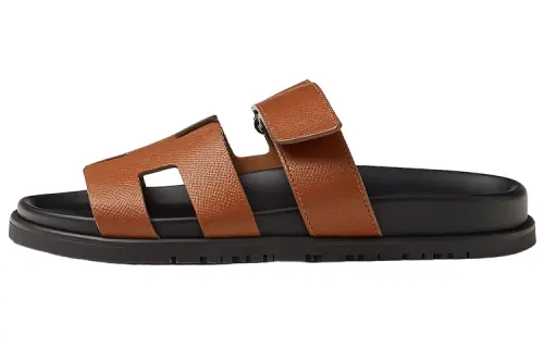 HERMES Chypre Sandal Natural Epsom Leather Women's