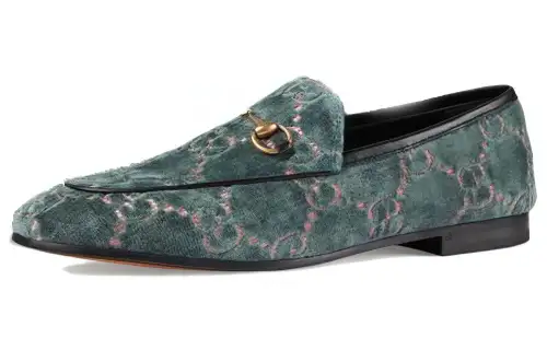 GUCCI Suede Loafers Women's Green