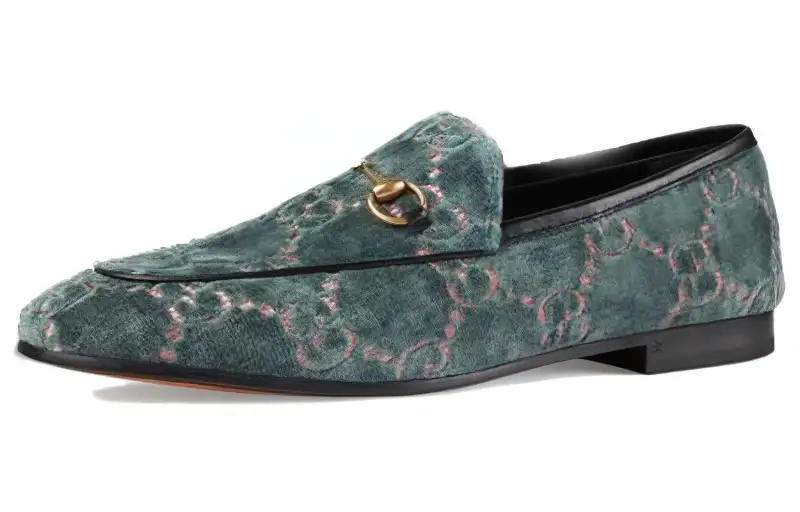 GUCCI Suede Loafers Women's Green