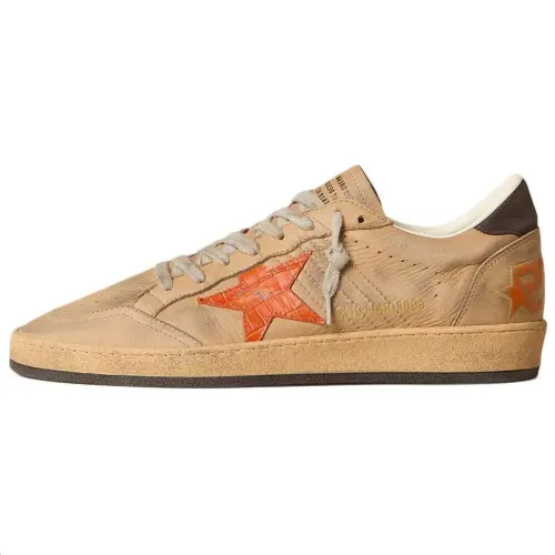 Golden Goose Ball Star Cow Leather Low top Skateboard Shoes Men's Beige
