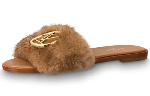 LOUIS VUITTON Lock It Slide Slippers Women's Brown