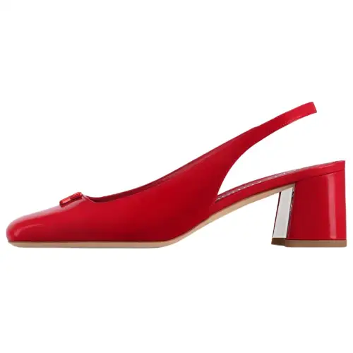 LOUIS VUITTON Swing Patent Leather Chunky Heel High Heels 5.5cm Women's Red