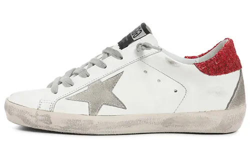 Golden Goose Super Star Little Distressed Shoes Stylish Skateboarding Shoes Women's Sequins Red Tail