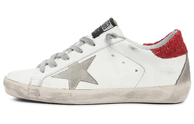 Golden Goose Super Star Little Distressed Shoes Stylish Skateboarding Shoes Women's Sequins Red Tail