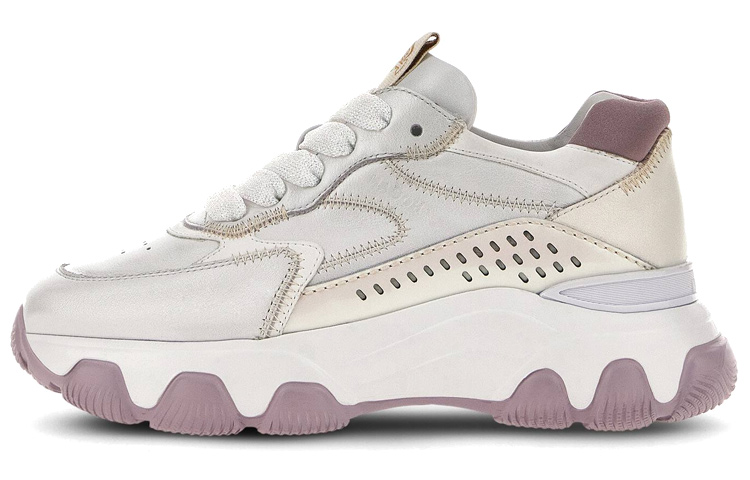 HOGAN HyperactiveHyperactive Leather Abrasion Resistant Low top Casual Shoes Women's Gray Gold Purple