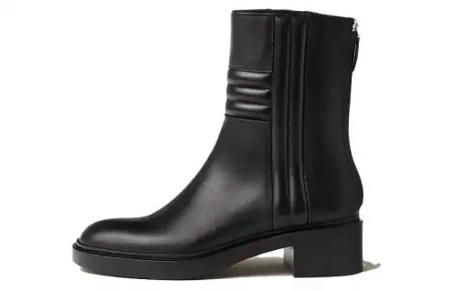 HERMES Harper, leather comfortable black low boots with zipper, simple and elegant design