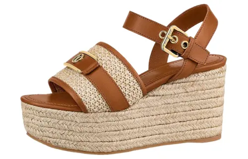 LOUIS VUITTON Starboard Leather Stylish Sandal Women's Brown