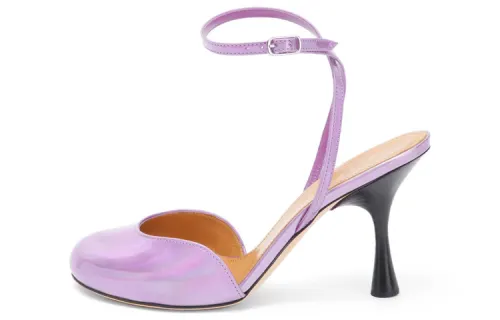 LOEWE Leather Fashion Slim Heel Closed Toe Slippers Women's Purple