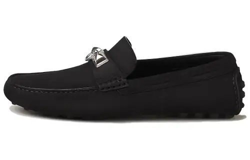 HERMES Irving Suede Loafers Men's Black