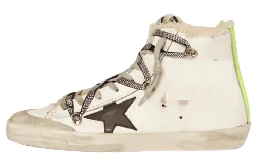 Golden Goose Francy Shearling High top Stylish Skateboarding Shoes Men's White Distressed