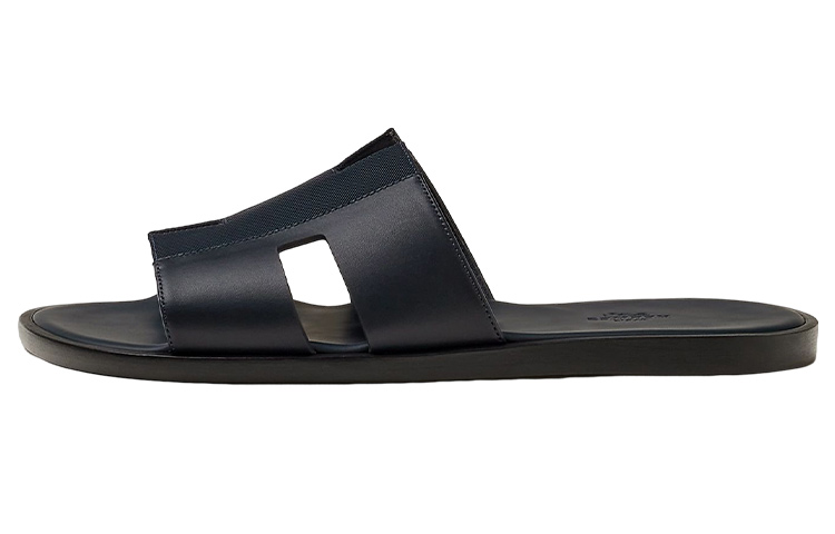 HERMES Izmir Sandal Marine Canvas Calfskin Leather